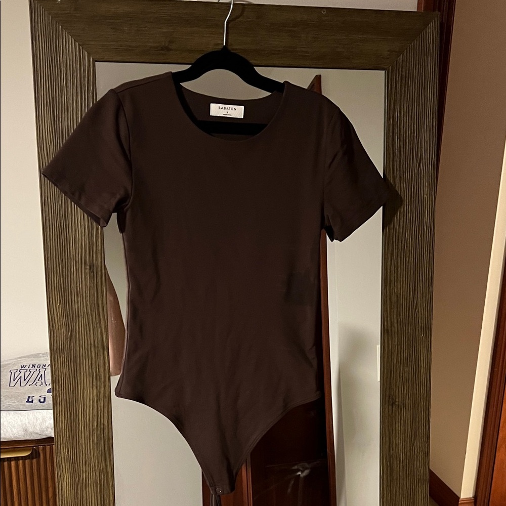 Babaton Dark Brown Short Sleeve Bodysuit